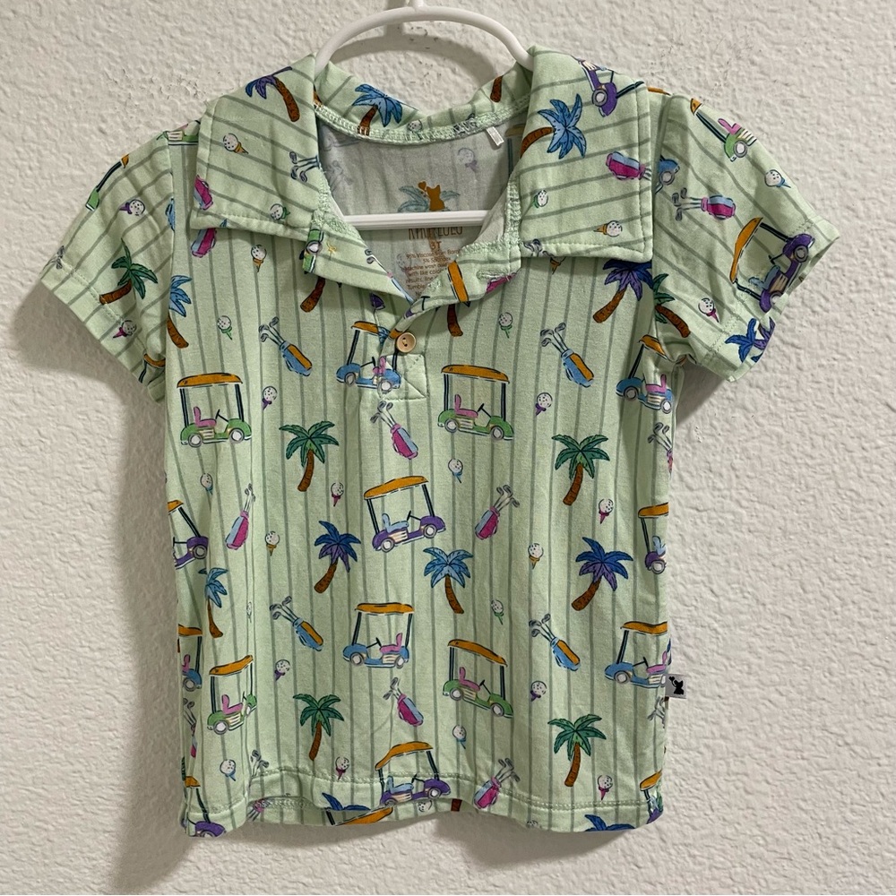 Kiki + Lulu Green Golf Print Polo Shirt